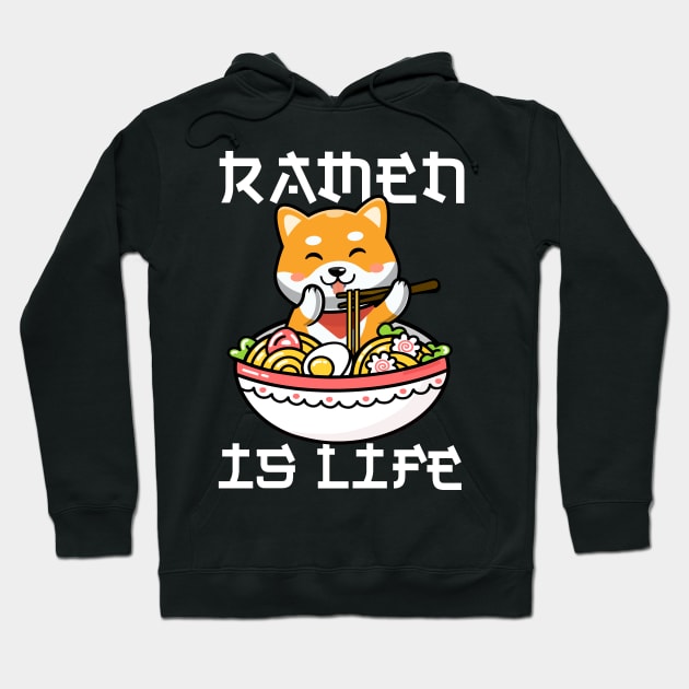 Ramen is Life Kawaii Shiba Dog Anime Tee Japanese Ramen Hoodie by Happy Lime